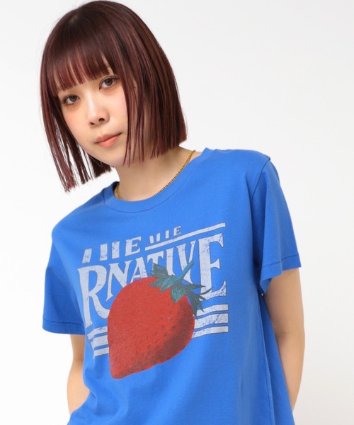 RNA(アールエヌエー)の「M2443 イチゴコンパクトT(Tシャツ/カットソー・レディース・ホワイト/ブルー/オレンジ・MEDIUM)」の9枚目の写真