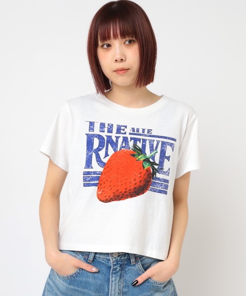 RNA(アールエヌエー)の「M2443 イチゴコンパクトT(Tシャツ/カットソー・レディース・ホワイト/ブルー/オレンジ・MEDIUM)」の11枚目の写真