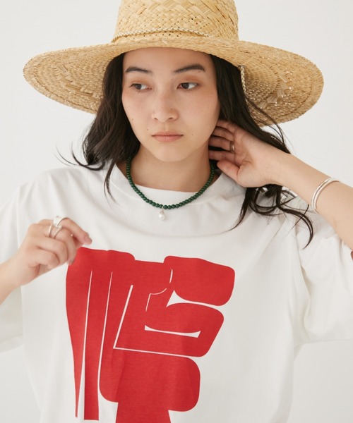MIRROR STOKE（ミラーストーク）の「≪WEB限定≫【新色追加】MS LOGO TSHIRT/ミラーストークロゴティーシャツ（Tシャツ/カットソー・レディース・ネイビー/オフホワイト/ホワイト×ブラック/ホワイト×シルバー/ホワイト×レッド/ピンク/ブラウン/イエロー/グレー/ブラック×シルバー/ホワイト×ゴールド・MEDIUM）」の2枚目の写真