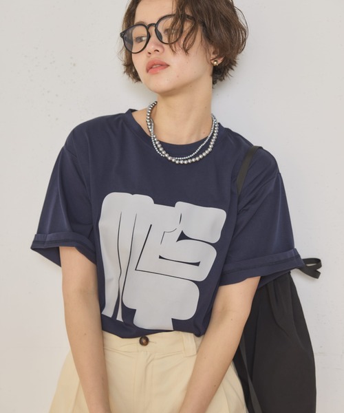 MIRROR STOKE（ミラーストーク）の「≪WEB限定≫【新色追加】MS LOGO TSHIRT/ミラーストークロゴティーシャツ（Tシャツ/カットソー・レディース・ネイビー/オフホワイト/ホワイト×ブラック/ホワイト×シルバー・MEDIUM）」の4枚目の写真