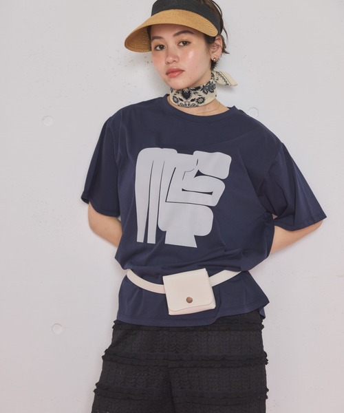 MIRROR STOKE（ミラーストーク）の「≪WEB限定≫【新色追加】MS LOGO TSHIRT/ミラーストークロゴティーシャツ（Tシャツ/カットソー・レディース・ネイビー/オフホワイト/ホワイト×ブラック/ホワイト×シルバー・MEDIUM）」の16枚目の写真