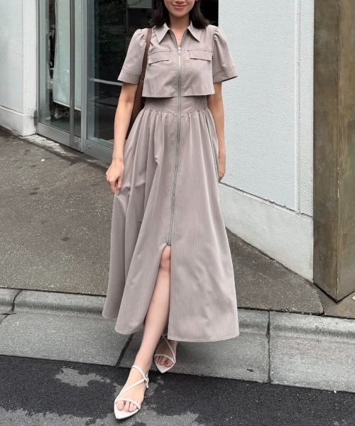 rienda バストフレアワンピース 半袖 夏服 バストフレアワンピース 半袖 夏服(ワンピース)|rienda