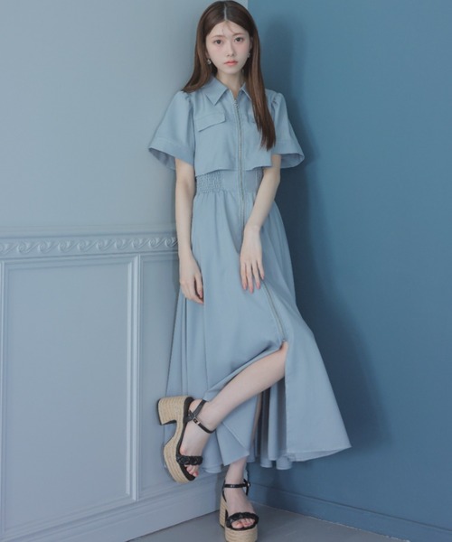 rienda バストフレアワンピース 半袖 夏服 バストフレアワンピース 半袖 夏服（ワンピース）｜rienda