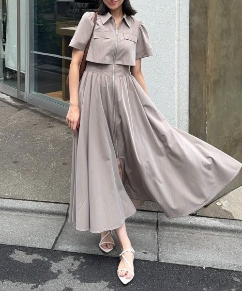 rienda バストフレアワンピース 半袖 夏服 AKB48 千葉恵里さん着用】バストフレアワンピース 半袖 夏服