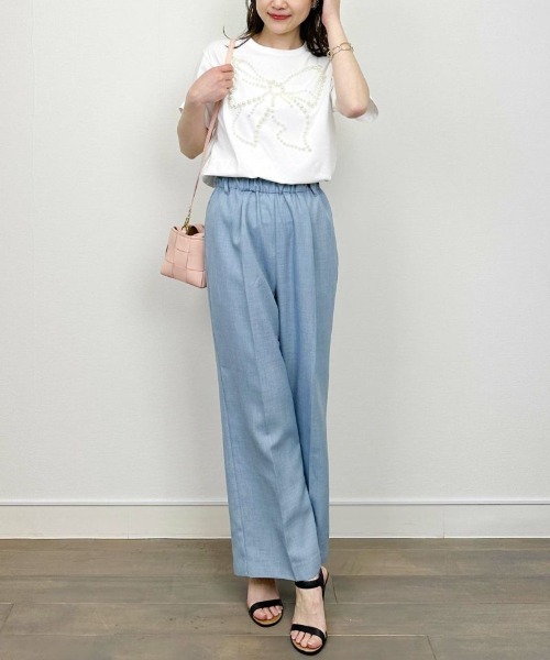 PICCIN（ピッチン）の「ウエストリボンハイウエストパンツ（その他パンツ・レディース・ブラック/サックスブルー/オフホワイト・M/L）」の7枚目の写真