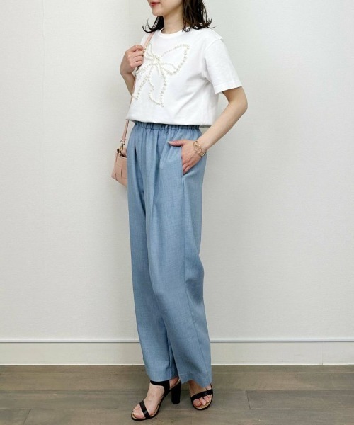 PICCIN（ピッチン）の「ウエストリボンハイウエストパンツ（その他パンツ・レディース・ブラック/サックスブルー/オフホワイト・M/L）」の8枚目の写真