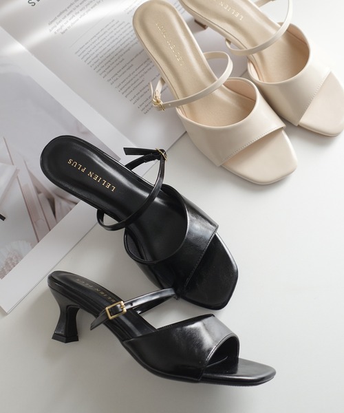 AmiAmi（アミアミ）の「さっと履ける！ストラップミュールサンダル（サンダル・レディース・アイボリー/ブラック/グレイッシュベージュ/ダークネイビー/ダークブラウン・L/LL/M/S）」の9枚目の写真