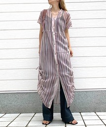 Q | ニュアンスプリントスキッパーワンピース(ワンピース)