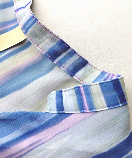 Q(キュー)の「ニュアンスプリントスキッパーワンピース(ワンピース・レディース・ブラウン系その他/ブルー系その他・MEDIUM)」の6枚目の写真