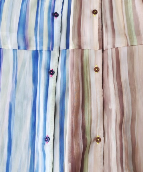 Q(キュー)の「ニュアンスプリントスキッパーワンピース(ワンピース・レディース・ブラウン系その他/ブルー系その他・MEDIUM)」の8枚目の写真