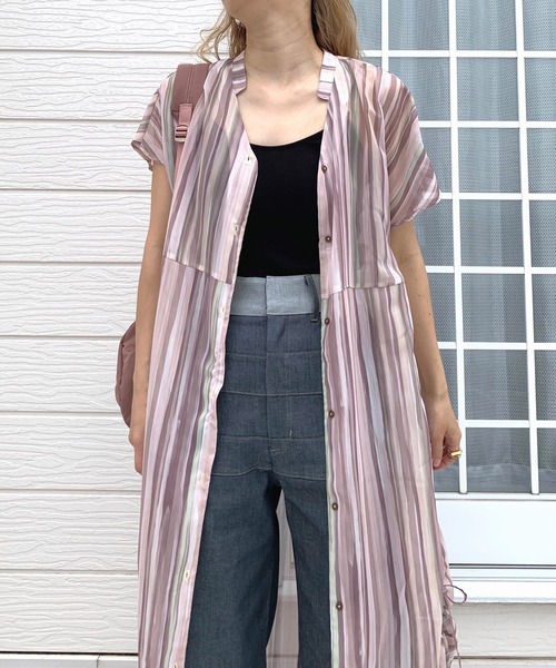 Q(キュー)の「ニュアンスプリントスキッパーワンピース(ワンピース・レディース・ブラウン系その他/ブルー系その他・MEDIUM)」の18枚目の写真