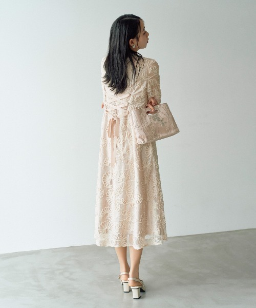 アーチ刺繍レース パーティードレス オケージョンドレス（ドレス