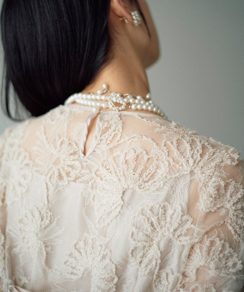 haremode（ハレモード）の「アーチ刺繍レースドレス（ドレス・レディース・グレー/ベージュ/ブラック・M/S）」の12枚目の写真