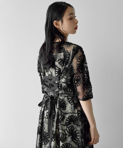 haremode（ハレモード）の「アーチ刺繍レースドレス（ドレス・レディース・グレー/ベージュ/ブラック・M/S）」の9枚目の写真