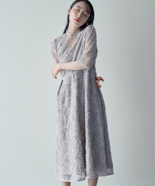 haremode（ハレモード）の「アーチ刺繍レースドレス（ドレス・レディース・グレー/ベージュ/ブラック・M/S）」の8枚目の写真