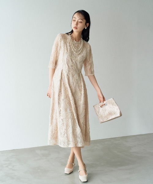 haremode（ハレモード）の「アーチ刺繍レースドレス（ドレス・レディース・グレー/ベージュ/ブラック・M/S）」の20枚目の写真