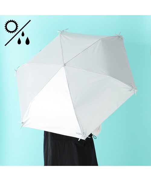 LIGHT WEIGHT UNBRELLA 晴雨兼用折り畳み傘 シルバー セール】【遮光率・UVカット率100％生地使用】リボン 折りたたみ