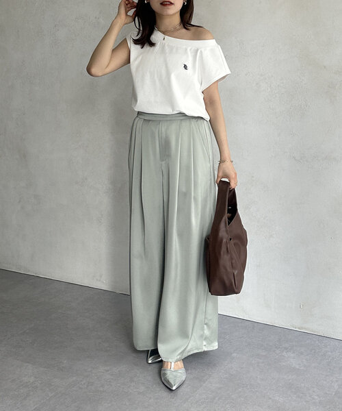 Thevon（ゼボン）の「刺繍ロゴボートネックフレンチT（Tシャツ/カットソー・レディース・チャコールグレー/オフホワイト/ブラウン・FREE）」の13枚目の写真