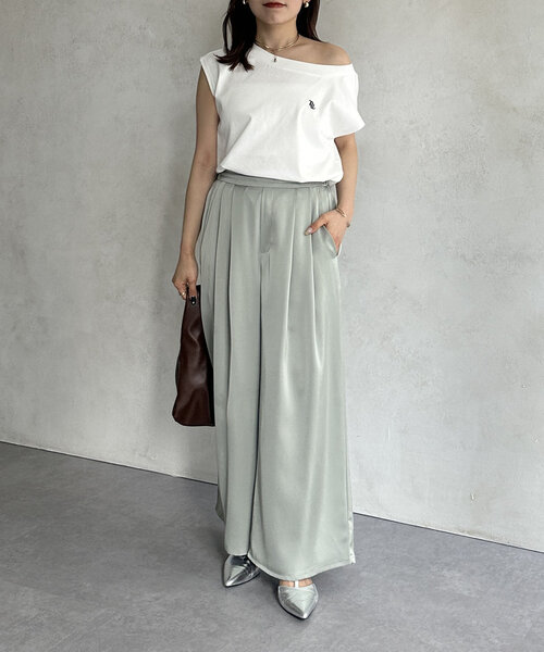 Thevon（ゼボン）の「刺繍ロゴボートネックフレンチT（Tシャツ/カットソー・レディース・チャコールグレー/オフホワイト/ブラウン・FREE）」の15枚目の写真