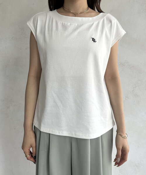 Thevon（ゼボン）の「刺繍ロゴボートネックフレンチT（Tシャツ/カットソー・レディース・チャコールグレー/オフホワイト/ブラウン・FREE）」の16枚目の写真