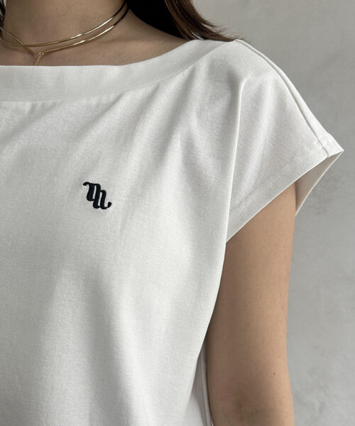 Thevon（ゼボン）の「刺繍ロゴボートネックフレンチT（Tシャツ/カットソー・レディース・チャコールグレー/オフホワイト/ブラウン・FREE）」の17枚目の写真