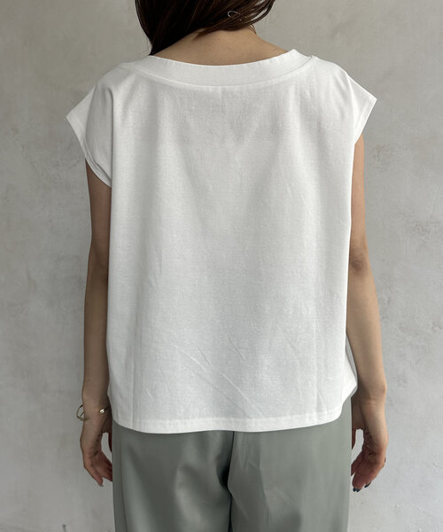 Thevon（ゼボン）の「刺繍ロゴボートネックフレンチT（Tシャツ/カットソー・レディース・チャコールグレー/オフホワイト/ブラウン・FREE）」の18枚目の写真