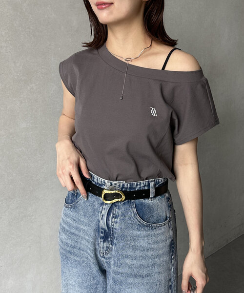 Thevon（ゼボン）の「刺繍ロゴボートネックフレンチT（Tシャツ/カットソー・レディース・チャコールグレー/オフホワイト/ブラウン・FREE）」の20枚目の写真