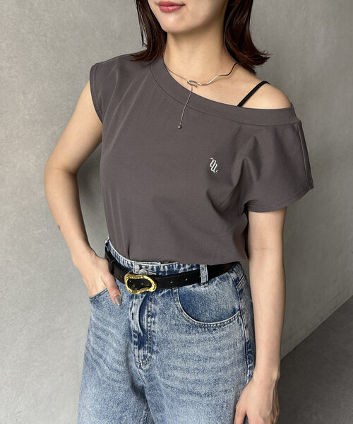 Thevon（ゼボン）の「刺繍ロゴボートネックフレンチT（Tシャツ/カットソー・レディース・チャコールグレー/オフホワイト/ブラウン・FREE）」の21枚目の写真