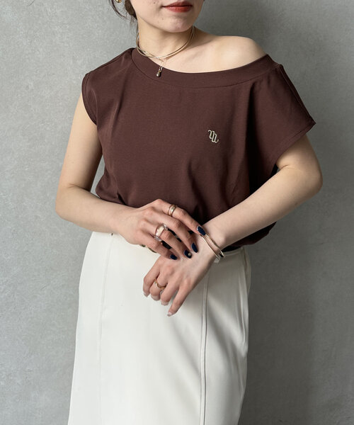 刺繍ロゴボートネックフレンチT（Tシャツ/カットソー）｜Thevon