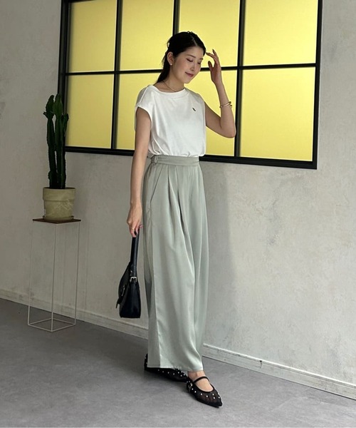 Thevon（ゼボン）の「刺繍ロゴボートネックフレンチT（Tシャツ/カットソー・レディース・チャコールグレー/オフホワイト/ブラウン・FREE）」の6枚目の写真