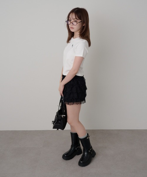 RAY CASSIN（レイカズン）の「ボリュームフリルレースショートパンツ（その他パンツ・レディース・ホワイト/ブラック・FREE）」の15枚目の写真