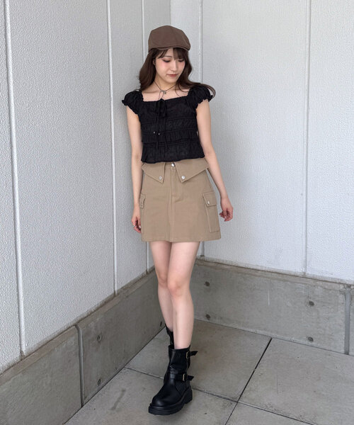 mline（エムライン）の「[mline]シャーリングフレンチブラウス（シャツ/ブラウス・レディース・イエロー/インディゴブルー/オフホワイト/レッド/ブルー/ブラック系その他/ブラック・FREE）」の18枚目の写真