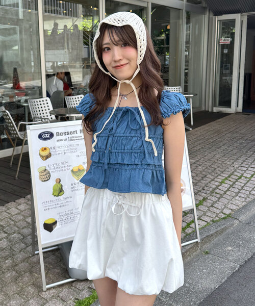 mline（エムライン）の「[mline]シャーリングフレンチブラウス（シャツ/ブラウス・レディース・イエロー/インディゴブルー/オフホワイト/レッド/ブルー/ブラック系その他/ブラック・FREE）」の20枚目の写真