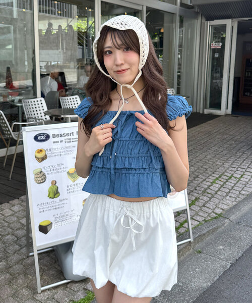 mline（エムライン）の「[mline]シャーリングフレンチブラウス（シャツ/ブラウス・レディース・イエロー/インディゴブルー/オフホワイト/レッド/ブルー/ブラック系その他/ブラック・FREE）」の21枚目の写真