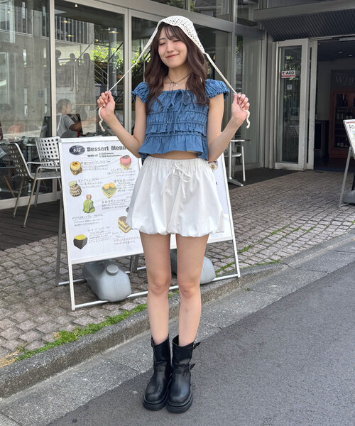 mline（エムライン）の「[mline]シャーリングフレンチブラウス（シャツ/ブラウス・レディース・イエロー/インディゴブルー/オフホワイト/レッド/ブルー/ブラック系その他/ブラック・FREE）」の22枚目の写真
