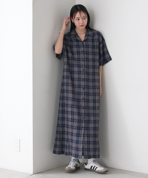 ★セール／即発♪★DVF Martinシャツワンピース★ SHIPS any:〈洗濯機可能〉ダブルクロス Aライン シャツ