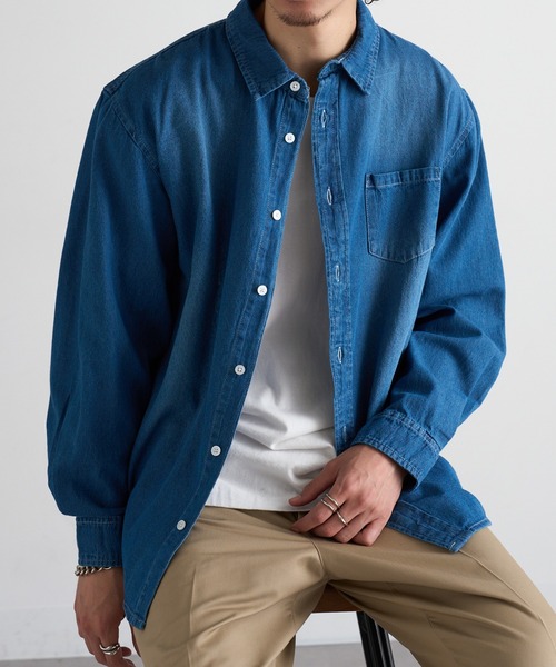 MAGASIN DE MODE Brew(マガジンデモードブリュー)の「【MAGASIN DE MODE Brew】6.5oz デニム 長袖シャツ STS(シャツ/ブラウス・メンズ・ブルー/マルチ/ネイビー系1・M/L/LL)」の1枚目の写真