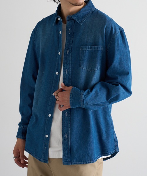 MAGASIN DE MODE Brew(マガジンデモードブリュー)の「【MAGASIN DE MODE Brew】6.5oz デニム 長袖シャツ STS(シャツ/ブラウス・メンズ・ブルー/マルチ/ネイビー系1・M/L/LL)」の6枚目の写真