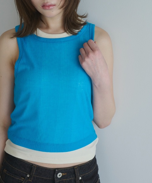 haek(ハク)の「layered color tank/レイヤードカラータンク(タンクトップ・レディース・ブルー/レッド・FREE)」の2枚目の写真