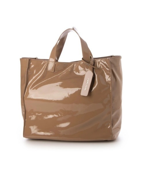 cache cache(カシュ カシュ)の「cachecache カシュカシュ ソフトエナメルショッパーバッグ(トートバッグ・レディース・グリーン/レオパード/ベージュ/ホワイト/アイボリー/ブラック・FREE)」の1枚目の写真