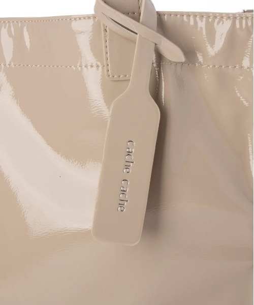 cache cache(カシュ カシュ)の「cachecache カシュカシュ ソフトエナメルショッパーバッグ(トートバッグ・レディース・グリーン/レオパード/ベージュ/ホワイト/アイボリー/ブラック・FREE)」の12枚目の写真