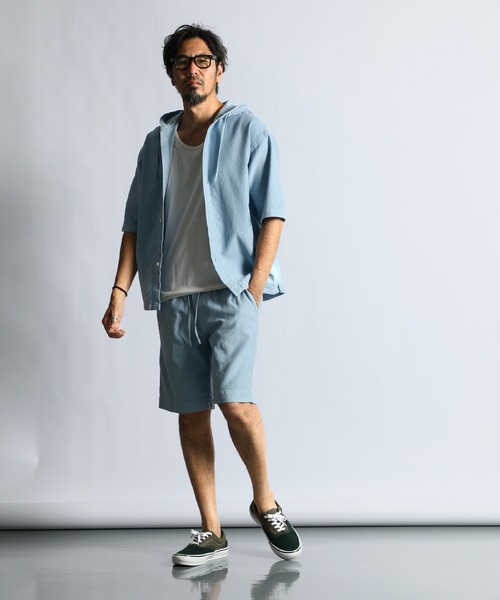 The DUFFER of ST.GEORGE(ザダファーオブセントジョージ)の「UNCUT CORDUROY S/S SHIRT PARKA:セットアップ アンカットコーデュロイ 半袖シャツパーカー(シャツ/ブラウス・メンズ・ライトブルー/ブラック・LARGE/MEDIUM/X-LARGE)」の6枚目の写真