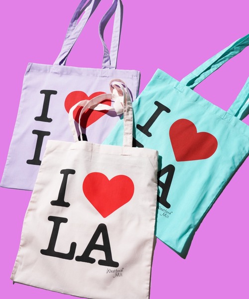 THRIFTY LOOK(スリフティールック)の「THRIFTY LOOK / スリフティールック "I LOVE LA" COTTON TOTE BAG グラフィック トートバッグ(トートバッグ・メンズ・ピンク/ミント/ライトパープル・ONE SIZE)」の3枚目の写真