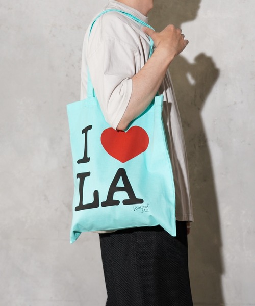 THRIFTY LOOK(スリフティールック)の「THRIFTY LOOK / スリフティールック "I LOVE LA" COTTON TOTE BAG グラフィック トートバッグ(トートバッグ・メンズ・ピンク/ミント/ライトパープル・ONE SIZE)」の5枚目の写真