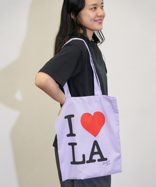 THRIFTY LOOK(スリフティールック)の「THRIFTY LOOK / スリフティールック "I LOVE LA" COTTON TOTE BAG グラフィック トートバッグ(トートバッグ・メンズ・ピンク/ミント/ライトパープル・ONE SIZE)」の13枚目の写真