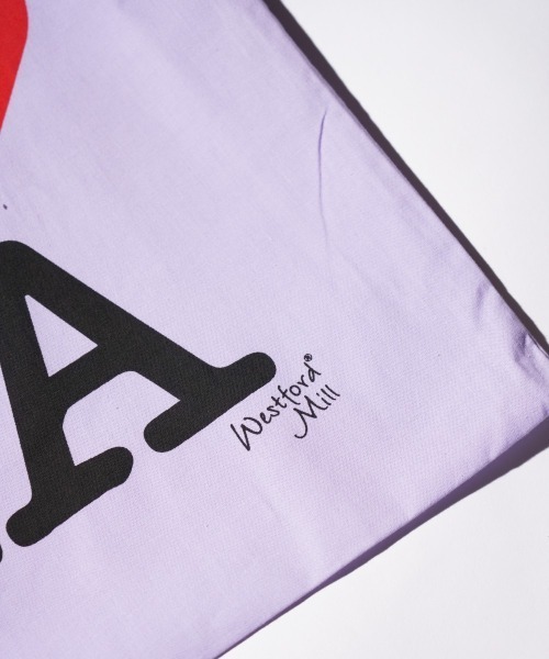 THRIFTY LOOK(スリフティールック)の「THRIFTY LOOK / スリフティールック "I LOVE LA" COTTON TOTE BAG グラフィック トートバッグ(トートバッグ・メンズ・ピンク/ミント/ライトパープル・ONE SIZE)」の18枚目の写真