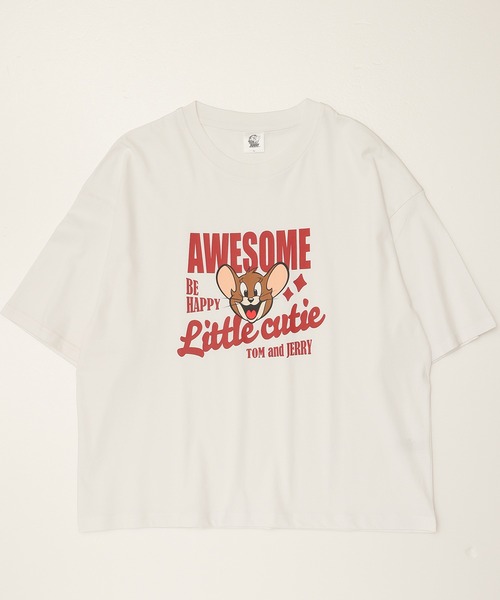 Tom&Jerry(トムアンドジェリー)の「【TOM & JERRY/トムとジェリー】天竺 プリント WIDEシルエット 半袖Tシャツ(Tシャツ/カットソー・レディース・ブラック/サックスブルー/オレンジ/オフホワイト/ホワイト系1/ブルー系/グリーン/モカ・M/L)」の17枚目の写真