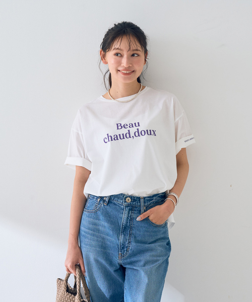 Rouge vif Anna(ルージュヴィフアンナ)の「ターンバックロゴTシャツ(Tシャツ/カットソー・レディース・パープル/チャコールグレー・フリー)」の15枚目の写真