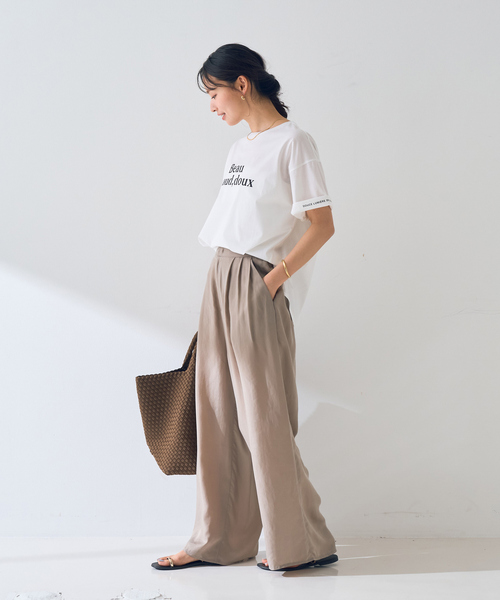 Rouge vif Anna(ルージュヴィフアンナ)の「ターンバックロゴTシャツ(Tシャツ/カットソー・レディース・パープル/チャコールグレー・フリー)」の3枚目の写真