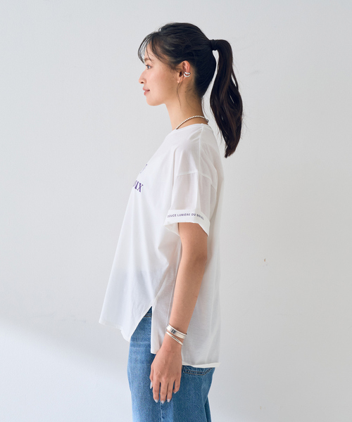 Rouge vif Anna(ルージュヴィフアンナ)の「ターンバックロゴTシャツ(Tシャツ/カットソー・レディース・パープル/チャコールグレー・フリー)」の6枚目の写真
